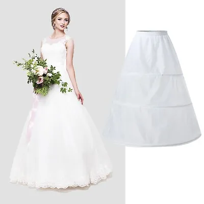 Womens 3 Hoop A Line Floor Length Wedding Ball Gown Petticoat Underskirt • $13.99