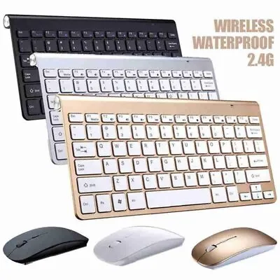 Mini Wireless Keyboard And Mouse Set Waterproof 2.4G For Mac PC Computer Laptop • £17.09
