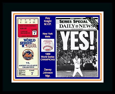 New York Mets 1986 World Series Matted Collage Pic Of Newspaper@replica Tix • $10.95