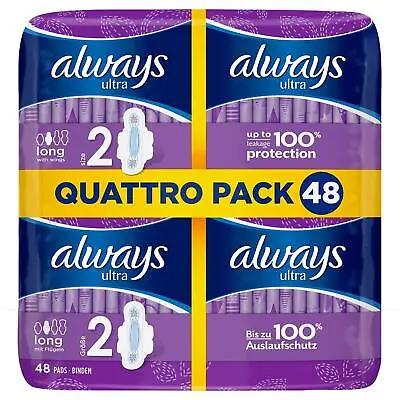 £11.49 • Buy Always Ultra Long Size 2 Towels With Wings Absorbent Protect - Pack Of 48 Pads