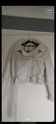 Miss Selfridge Womens Faux Shearing Zip Up Coat Winter Jacket Size 16 • £14.99