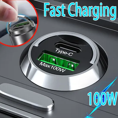 100W Fast Car Charger USB + Type C Universal Socket Adapter For Iphone Samsung • $8.97