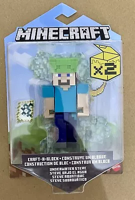 Minecraft Craft-a-Block Action Figure: UNDERWATER STEVE 2021 • $4