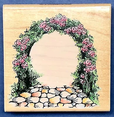 Floral Garden Arbor Cobblestone Path STAMPENDOUS Spring Botanical Roses Flowers • $11.99