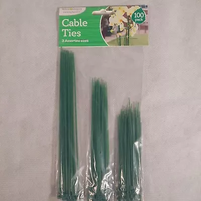 100 Pack Green Cable Ties 3 Assorted Sizes Plant Twist Ties Gardening  • £5.55