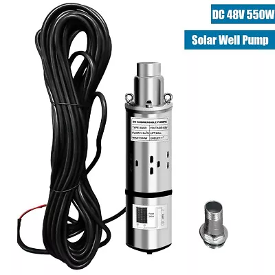 3'' DC 48V Solar Deep Well Pump Water Pump 396GPH Stainless Steel Submersible • $51.99