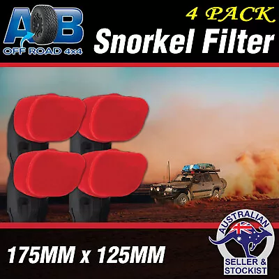 4x RED PLAIN Snorkel Pre Filter Cleaner 4  175x125mm Ram Head Cover Air Filter • $82