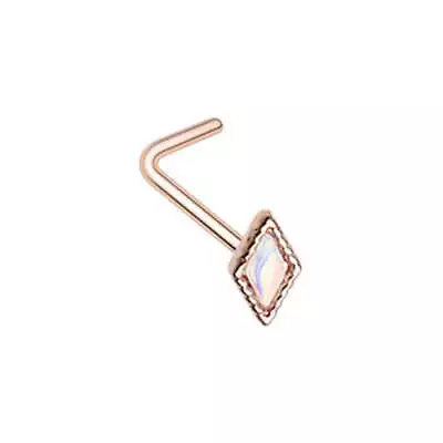 Rose Gold Illuminating Diamond Shape L-Shape Nose Ring • $9.99