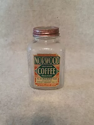 Vintage 1 Pound Glass Coffee Jar C.D. Kenny Company Baltimore MD NORWOOD COFFEE • $14.99