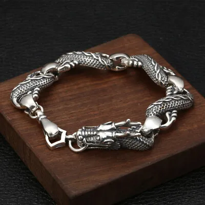 $176.36 • Buy Real Solid 925 Sterling Silver Miami Cuban Link Bracelets Dragon Hook Claw 9.1 