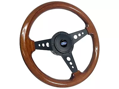 1978-91 Ford Truck 9-Bolt Walnut Wood Steering Wheel Kit 3-Spoke Holes • $307.99