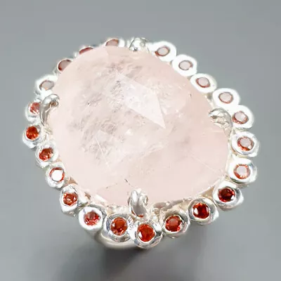 Handmade Jewelry 20ct+ Morganite Ring 925 Sterling Silver Size 7.5 /R343361 • $24.99
