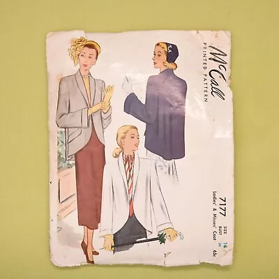 Vintage 1940s McCall Open Coat Sewing Pattern - 7177 - Bust 34 - Complete • $14