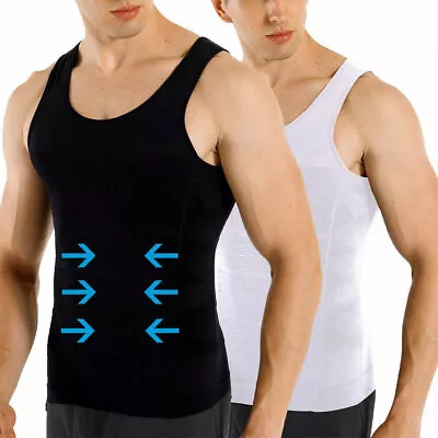 Fajas Para Hombres Faja Reductora Men Body Shaper Abdomen Control Tops Camiseta • $9.11