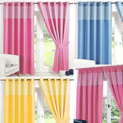 £17.99 • Buy GINGHAM KIDS BEDROOM CURTAINS Thermal Blackout Curtain Eyelet Or Pencil Pleat 