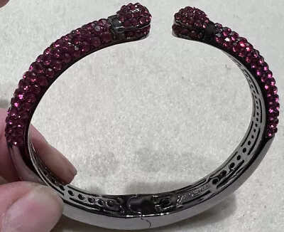 Joan Boyce Fuchsia Colored Rhinestone Clamper Bracelet Gunmetal By Joan Boyce • $15