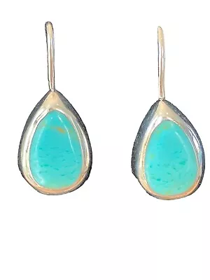 $26.99 • Buy Sterling Silver And Turquoise Teardrop Southwest Earrings