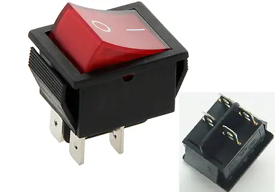 £3.99 • Buy Rocker Switch 16A 240V, 20A 125V RED ON-OFF Double Pole 4 Pin  ILLUMINATED C4