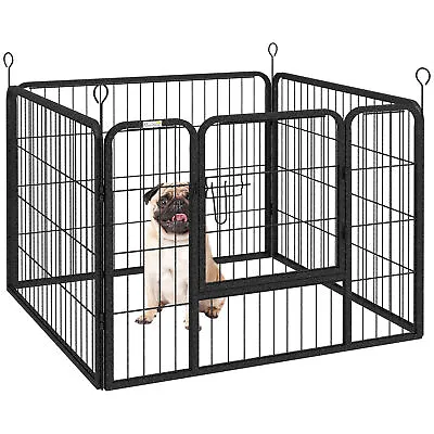 Pawhut Metal Pet Playpen Dog Kennel W/Door Latches In/Outdoor Use 82Lx82Wx60Hcm • £42.99