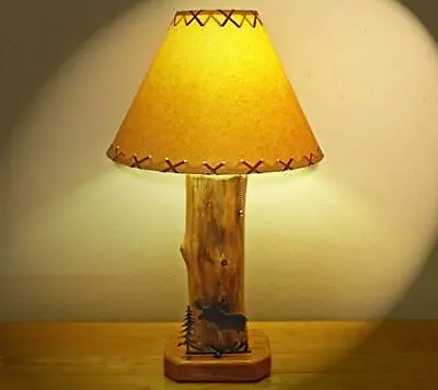 Handmade Log Lamp Moose Deer Bear Cabin Lodge Log Cabin Mountains Wildlife Decor • $179.95