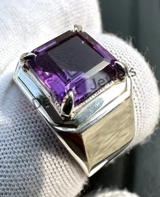 Natural Purple Amethyst Gemstone With 925 Sterling Silver Ring For Men's • $68