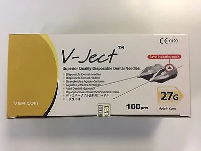 VERICOM V-JECT Superior Quality Disposable Dental Needle Sterile  27G-L • $10.95