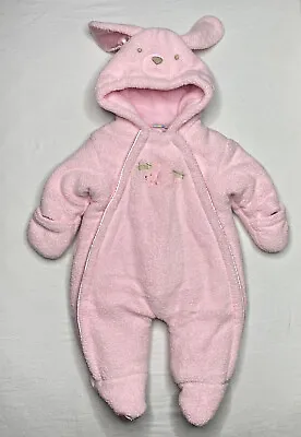 Bebe D' Amour Baby One Piece 3 - 6 Months Pink Bunny Hood Warm Winter • $21