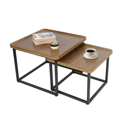 Industrial Coffee Table Set Of 2 Nesting Table Stacking Accent Tables Oil Proof • $89.91