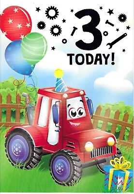 Age Three 3rd Boy Birthday Greeting Card 7 X5  Tractor • £1.89