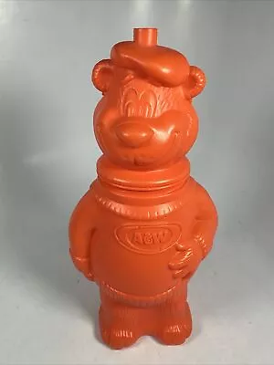 Vintage 1994 A&W Root Beer Orange Rooty Bear Plastic Souvenir Bottle Cup NoStraw • $10.40