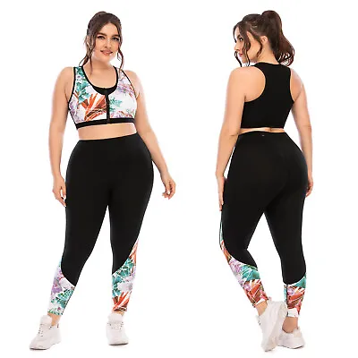 $29.99 • Buy Women Plus Size Fitness Yoga Set Sports Bras Leggings Gym Workout Pilates Outfit