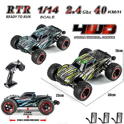 1/14 4WD 2.4G RC Racing Car 40KM/H High Speed Off Road Buggy 3xBattery RTR O0L1 • $124.02