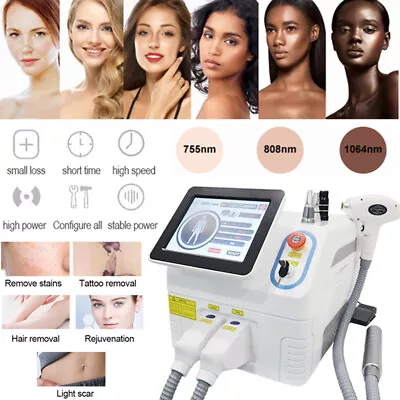 2 IN 1 808nm 755nm 1064nm ND YAG Diode Laser Hair + Pico Tattoo Removal Machine • £1099.99