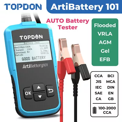 TOPDON AB101 Car Load Battery Tester 220*176 LCD Digital Analyzer Tester 12Volt • $27.99