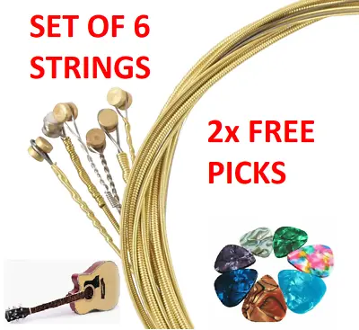 $4.99 • Buy 6 Strings Light Steel Project Music Guitar Acoustic With 2 FREE Picks Universal 