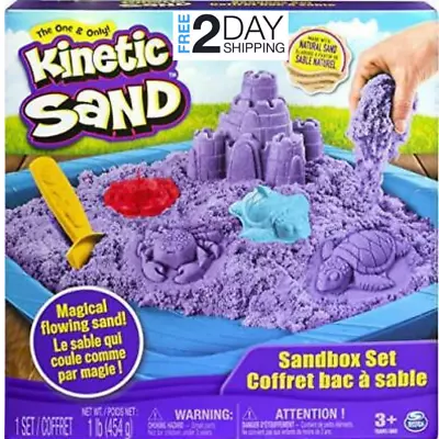 Kinetic Sand Sandbox Set 1lb Purple Natural Sand Magical Flowing Sand Feb.1521* • $19.95