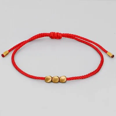 Tibetan Buddhist Handmade Copper Beads Bracelet Lucky Red Rope Women Men Jewelry • £2.99