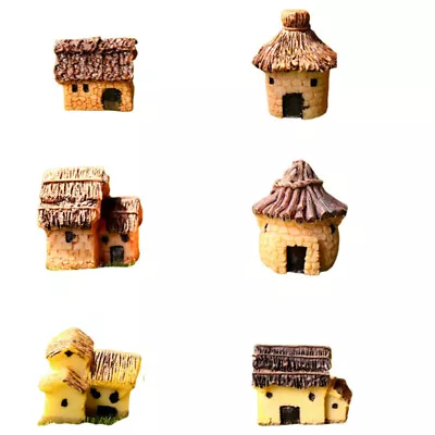  6 Pcs Country Home Decor Drum Kit Kids Mini Resin Fairy House Vintage • £9.49