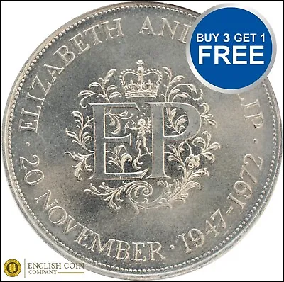 £1.49 • Buy 1972 Crown Unc - Silver Jubilee Wedding Crown Of Queen Elizabeth Ii And Phillip