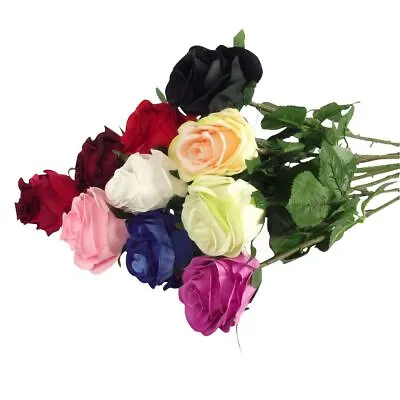 Single Premium Rose Bud Artificial Flower Stem Fake Silk Craft Bouquet • £1.29
