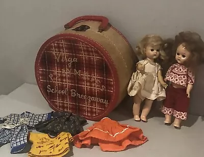 Vintage 8” Virga Pam Doll Lot 50s Breezeway Schoolmates Plaid Case Dolls Clothes • $34.99