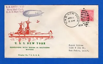 USS Macon ZRS-5 Maneuvers With USS New York BB-24 4/11/34-7 • $12.99