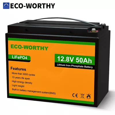 12V 50Ah Lithium Battery LiFePO4 Charge Emergency Power Solar BMS Deep Cycle RV • $279.99