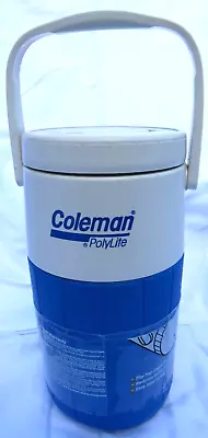 Vtg Coleman Polylite Blue 5590A708 2 Liter Water Jug Cooler Thermos Blue White • $12