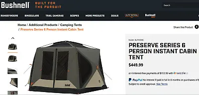 Bushnell 6 Person Tent SAVE $100! BRAND NEW Preserve Series Instant Cabin Pop Up • $474.99