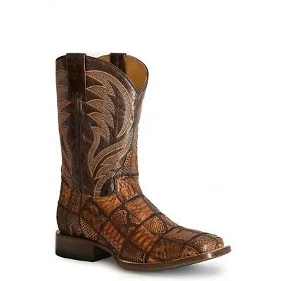 Roper Men's Python Check Brown Square Toe Boots 09-020-6510-8224 • $299.95