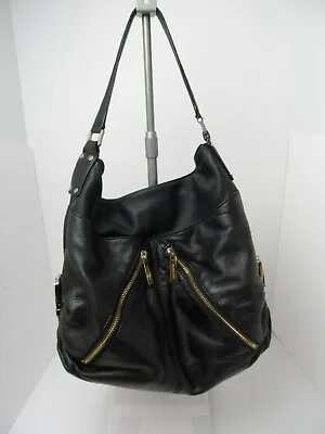 Michael Kors Portland Black Pebbled Leather Hobo Tote Shoulder Handbag Purse • $69.99