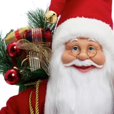 Standing Santa Figure Father Christmas Decoration Red Luxury Xmas Ornament 40cm • £17.74