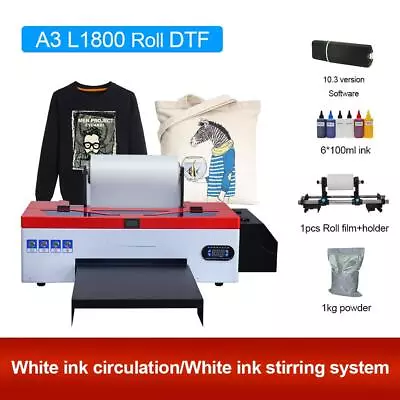 A3 DTF Printer Roll Machine Direct Transfer DTF L1800 DX5 Heat T-Shirt Printing • $2290