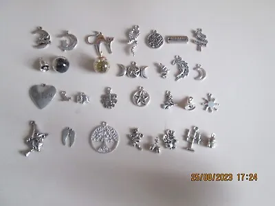 30 Pagan Witch Wicca Tibet Silver New Mixed Charms Make Your Own Bracelet  (1) • £4.75